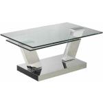 Table open à plateaux pivotants en verre trempé et piétement chrome - transparent