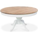 Intensedeco - Table ronde extensible en bois massif sidonie blanc - Blanc
