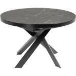 Table ronde extensible Vashti Ø 120 (160) cm en grès cérame et pieds en acier noir - Kave Home