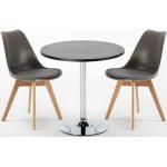 Tables rondes gris acier en acier 2 places scandinaves 