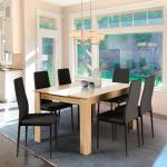 Table salle à manger moderne imitation hêtre et blanc