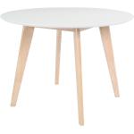 Table scandinave ronde blanc et bois D100 cm leena - Blanc