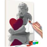 Tableau à Peindre Soi-Même Ange Coeur Rouge 40x60cm - Paris Prix