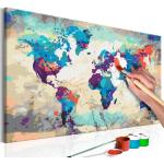 Tableaux sur toile Paris Prix multicolores en pin imprimé carte du monde en promo 