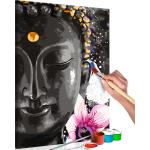 Tableaux sur toile noirs en pin à motif Bouddha 