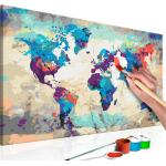 Tableaux sur toile en pin imprimé carte du monde 