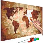 Tableaux sur toile noirs en pin imprimé carte du monde 