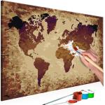 Tableaux sur toile noirs en pin imprimé carte du monde 