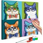 Tableau à peindre soi-même peinture par numéros motif Chats avec lunettes 40x40 cm TPN110042