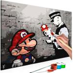 Tableau à peindre soi-même peinture par numéros motif Mario (Banksy) 60x40 cm TPN110109