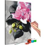 Tableaux sur toile roses en pin à motif orchidées 