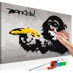 Tableau à peindre soi-même peinture par numéros motif Singe (Graffiti d'art de rue de Banksy) 60x40 cm TPN110147