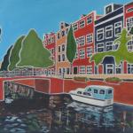 Tableau Amsterdam À L'acrylique " L'été Amsterdam" - Peinture D'amsterdam-Fait Main - Painting -"Summer in Painting"