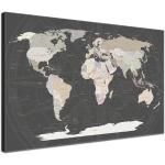 Autocollants gris en bois imprimé carte du monde 
