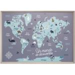 Tableaux Atmosphera multicolores en bois imprimé carte du monde pour enfant 