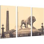 Tableau Moderne Photographique, Impression sur bois, Animal Monument Pierre Lion, Ville Paris, Eiffel, 97 x 62 cm, ref. 26983