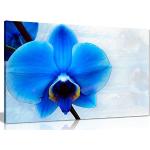 Tableau mural sur toile Motif orchidée bleue 18 x 12 cm