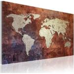 Tableaux sur toile Decoshop26 dorés en bois imprimé carte du monde 