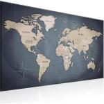Tableaux sur toile gris en bois imprimé carte du monde 