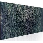 Tableau sur toile décoration murale image imprimée cadre en bois à suspendre Mandala : Malachite Calme 150x50 cm 11_0009103