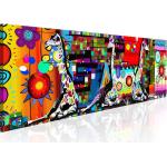 Tableau sur toile décoration murale image imprimée cadre en bois à suspendre Savane colorée 150x50 cm 11_0003052