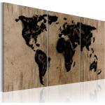 Tableaux sur toile noirs en bois imprimé carte du monde 
