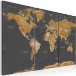 Tableaux sur toile noirs en bois imprimé carte du monde modernes 