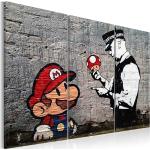 Tableaux sur toile noirs en bois Banksy Mario 