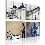 Tableaux sur toile noirs en bois Banksy 