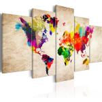 Tableaux sur toile en bois imprimé carte du monde 