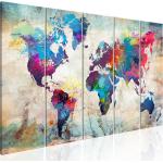Tableaux sur toile noirs en bois imprimé carte du monde 