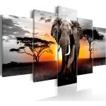 Tableaux sur toile noirs en bois à motif éléphants 