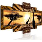Tableau sur toile en 5 panneaux décoration murale image imprimée cadre en bois à suspendre girafes africaines 100x50 cm 11_0003049