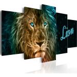 Tableaux sur toile noirs en bois à motif lions 