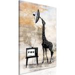 Tableaux sur toile noirs en bois Girafe modernes 