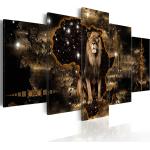 Tableaux sur toile noirs en bois à motif lions modernes 