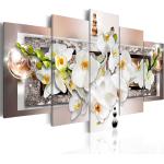 Tableaux sur toile blancs en bois à motif orchidées modernes 