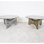 Tables basses en verre marron en aluminium milieu du siècle 