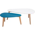 Tables basses scandinaves blanc, bleu canard et bois clair chêne (lot de 2) ARTIK