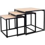 Tables carrées design noires en métal en lot de 3 modernes 