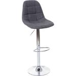 Tabouret de bar chaise de comptoir en tissu gris pieds acier chromé 04_0005240