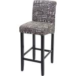 Tabouret de bar chaise haute de bar motif lettrage gris tissu pieds en bois foncés 04_0001239