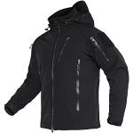 Vestes de ski noires en polyester imperméables coupe-vents respirantes à capuche Taille 3 XL look militaire pour homme 