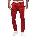 Pantalons de randonnée rouges à carreaux en velours Taille L plus size look casual pour homme 
