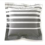 Taies d'oreiller Blanc des Vosges gris acier à rayures en coton 65x65 cm 