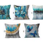 Taies d'oreiller bleues à motif papillons 55x55 cm style campagne 
