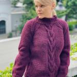 Pulls en laine violet foncé à rayures en laine à col roulé Taille S look vintage pour femme 