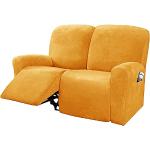 Housses de fauteuil jaunes en velours extensibles 