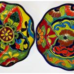 Plateaux apéritifs multicolores à motif fleurs 