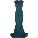 Robes de soirée longues Talbot Runhof vert sapin à paillettes maxi sans manches à col en V Taille XS pour femme en promo 